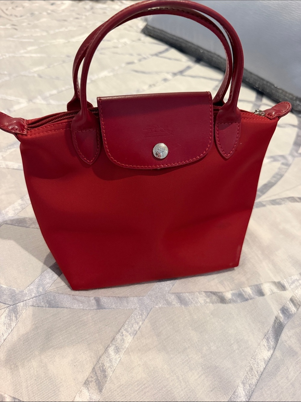 Longchamp Mini Top-Handle Tote in rich Red